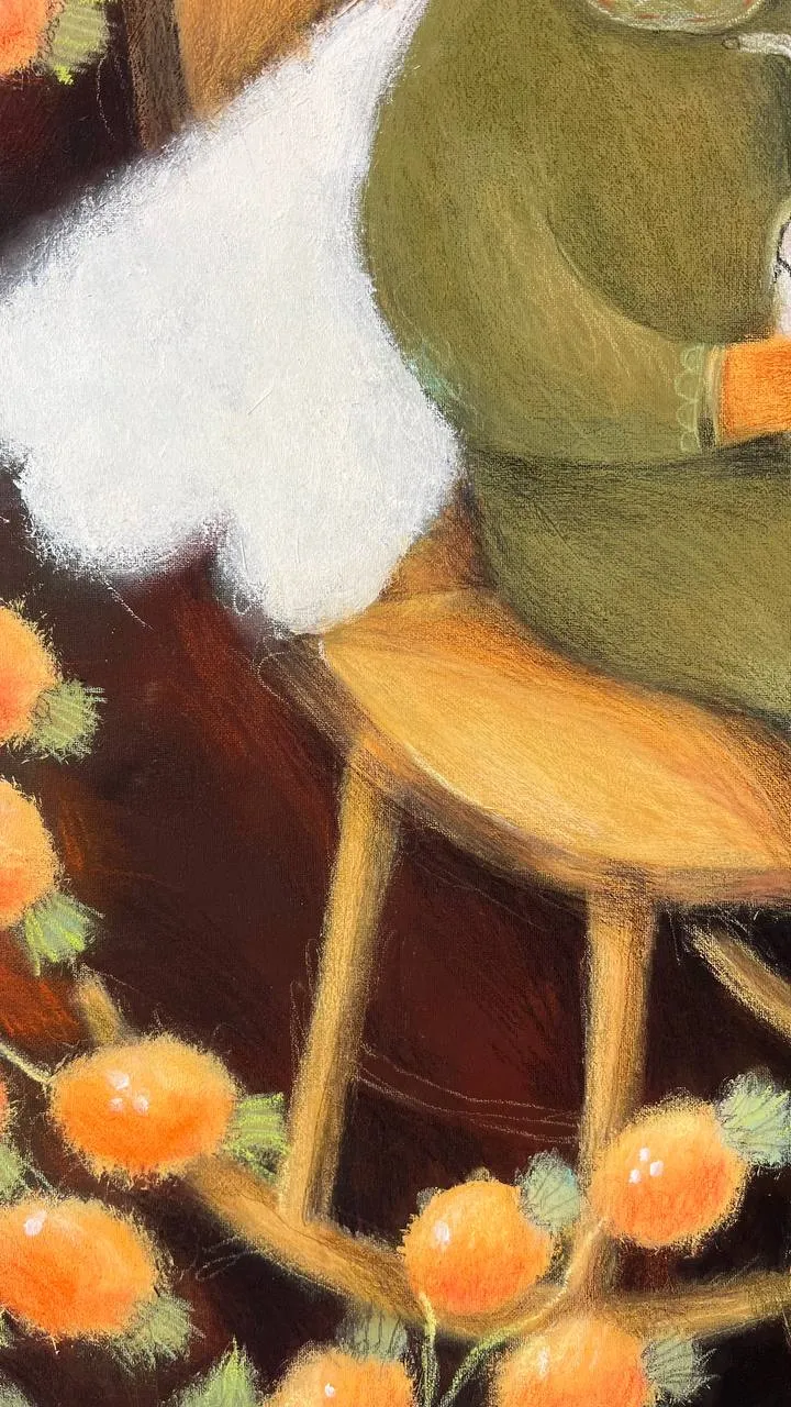 Зображення "Під шипшиною" від Альона Кравченко, матеріали: Акріл, кольорові олівці, місто: Ужгород , ціна: $750 Фото 4 з 8.