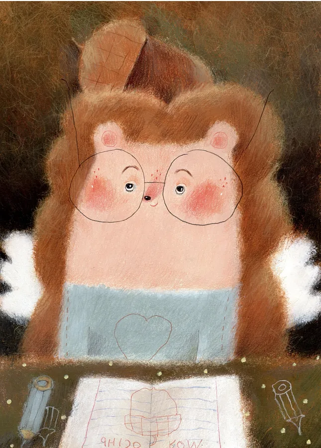 Зображення "Їжачок" від Альона Кравченко, розмір: 30х40см, матеріали: акрил,кольорові олівці, папір, місто: Україна, ціна: $350