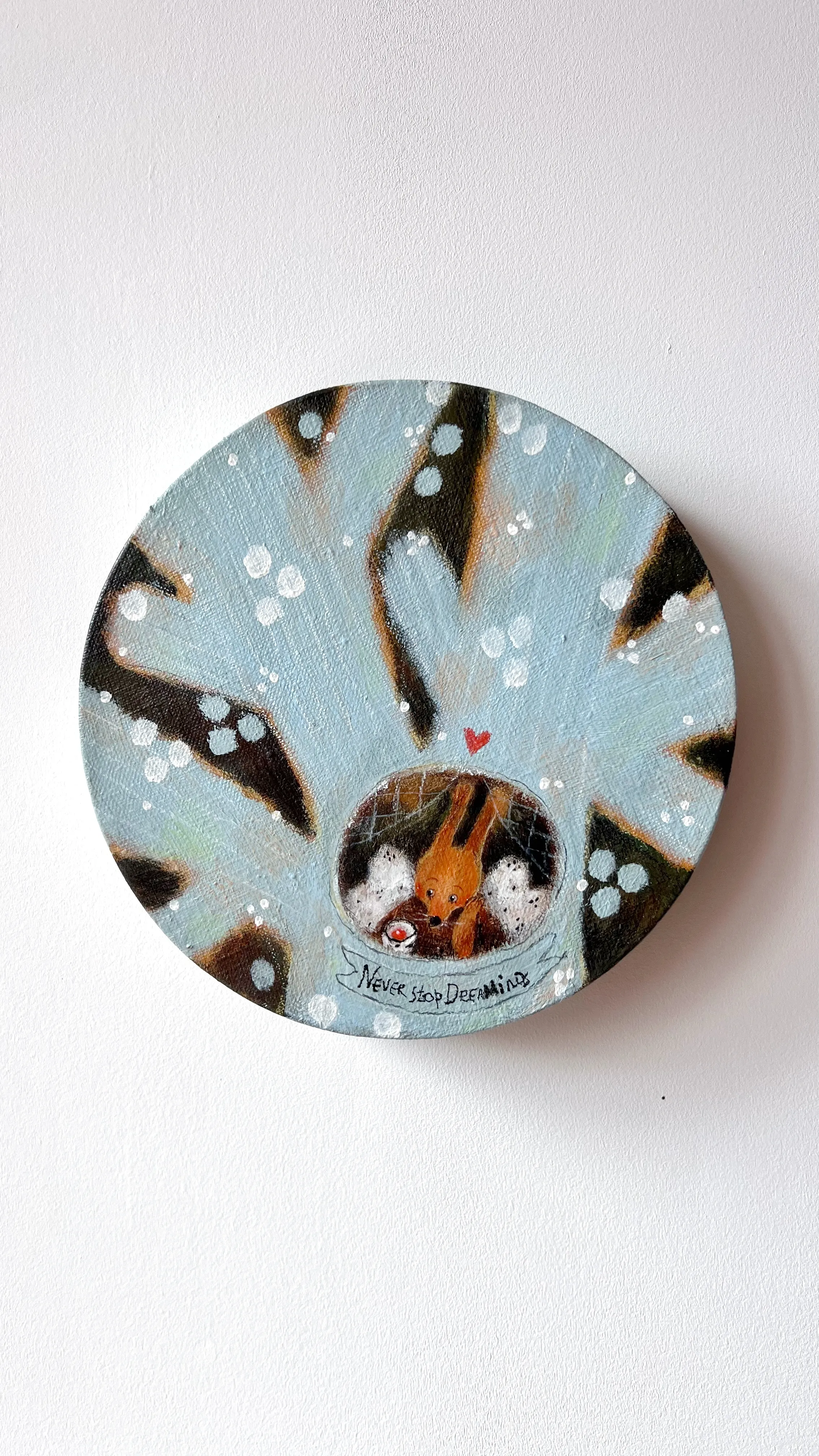 Зображення "never stop dreaming" від Альона Кравченко, розмір: 20х20 см, матеріали: акрил,кольорові олівці,полотно, місто: Україна, ціна: $150 Фото 1 з 6.