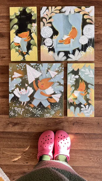 Image of Паперовий кораблик та ведмедик by Альона Кравченко, size: 20х20 см, priced at $150 Photo 2 of 2.