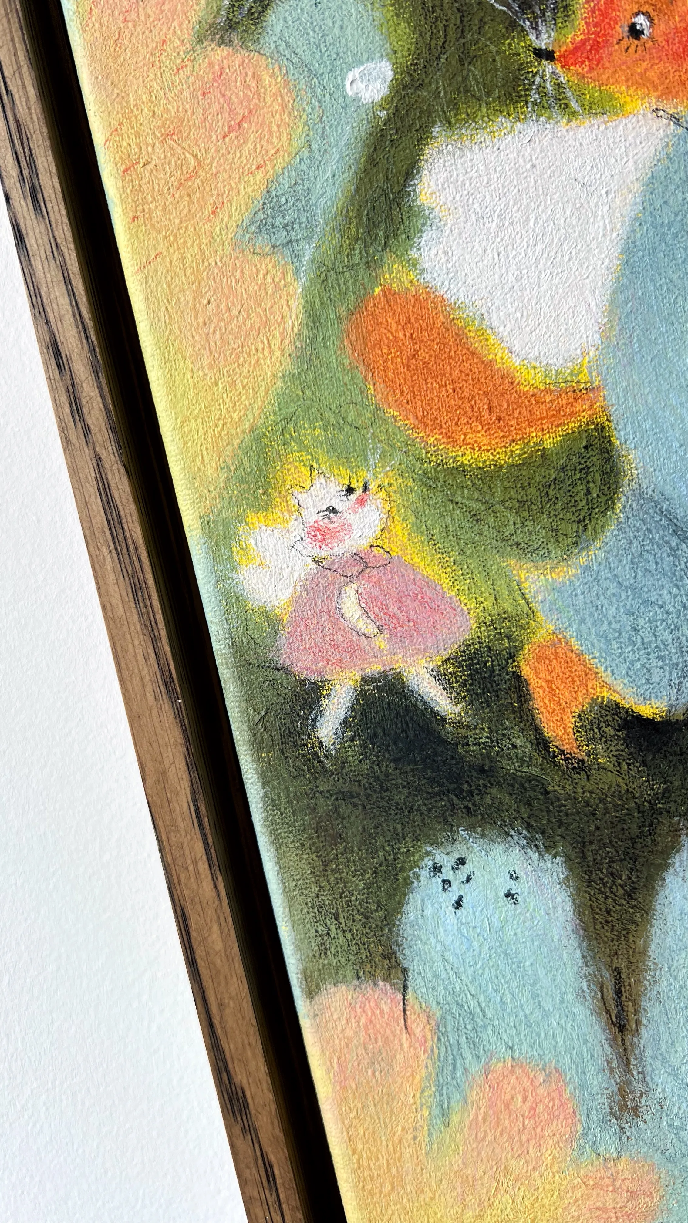 Зображення "в гості" від Альона Кравченко, розмір: 20х40 см, матеріали: акрил,кольорові олівці,полотно, місто: Україна, ціна: $200 Фото 2 з 4.